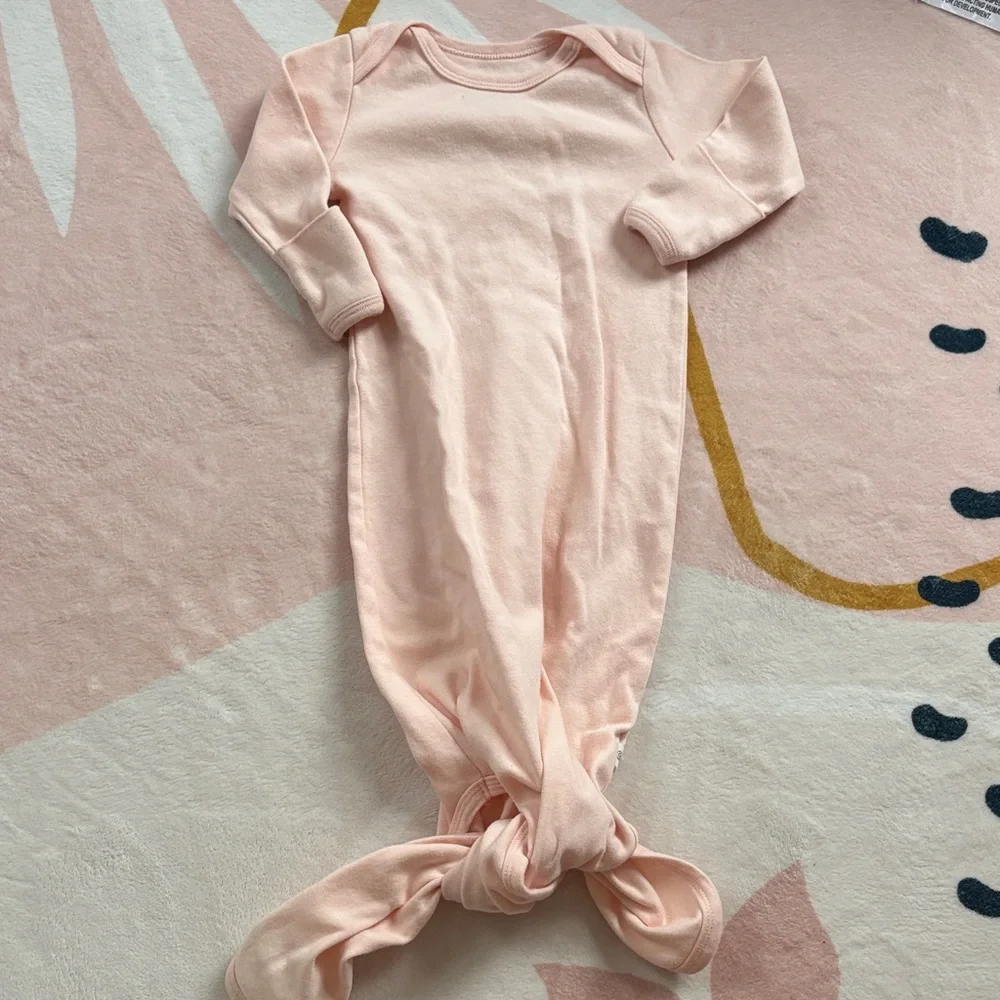 Tiny Kind Organic Cotton Knotted Gown - Pink - Size 0 to 3 months